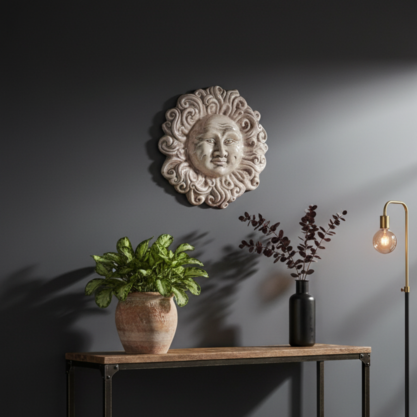 Toocook Sole Ricci in ceramica smaltata da parete - arredo e decorazione casa - Idea Regalo - Realizzato Artigianalmente in Terracotta - Made in Italy - 24 cm (bianco antico)