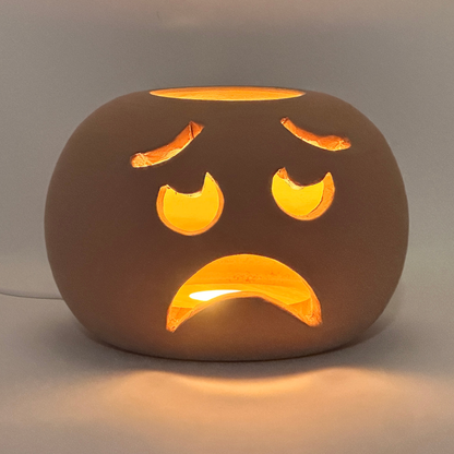 Toocook Lampada Decorativa Emoji Triste – Ceramica Artigianale con Base per Luce LED – Diametro 17 cm