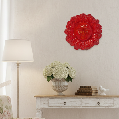 Toocook Sole Ricci in ceramica smaltata da parete - arredo e decorazione casa - Idea Regalo - Realizzato Artigianalmente in Terracotta - Made in Italy - 24 cm (rosso)