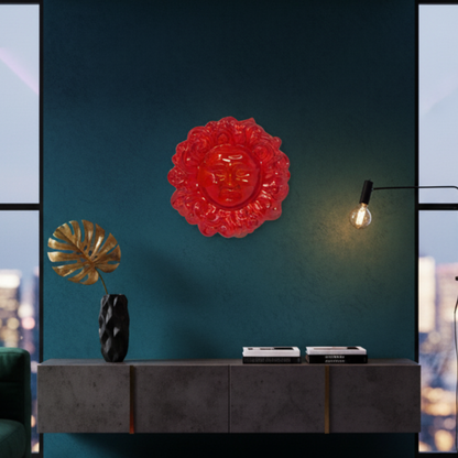 Toocook Sole Ricci in ceramica smaltata da parete - arredo e decorazione casa - Idea Regalo - Realizzato Artigianalmente in Terracotta - Made in Italy - 24 cm (rosso)