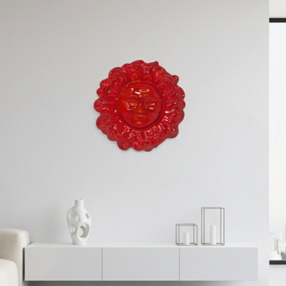 Toocook Sole Ricci in ceramica smaltata da parete - arredo e decorazione casa - Idea Regalo - Realizzato Artigianalmente in Terracotta - Made in Italy - 24 cm (rosso)