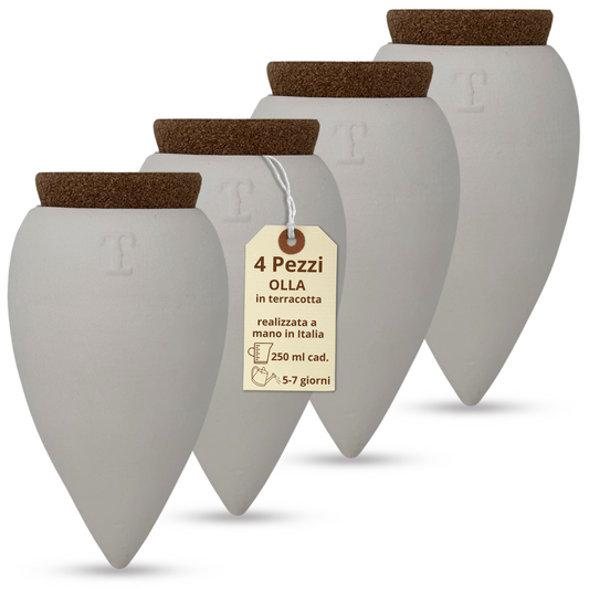 Toocook Olla in Terracotta Artigianale per irrigazione Automatica Ecologica e Naturale per Piante da Interno ed Esterno con autonomia di Circa 7 Giorni - Realizzata a Mano - 250 ml (Bianca 4 pz)