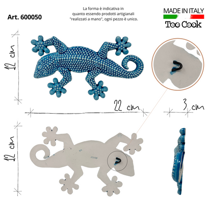 Toocook Geco in ceramica smaltata Decorazione Murale e Arredo Casa, Realizzato Artigianalmente, Idea Regalo Made in Italy