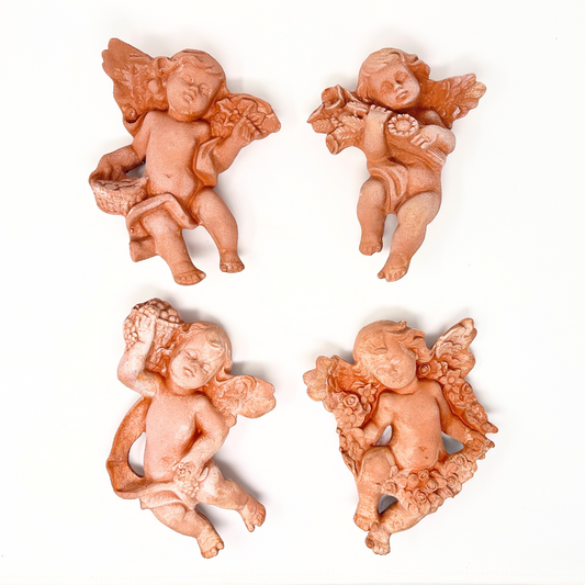 Toocook Set 4 Angeli in Terracotta Artigianale Quattro Stagioni Decorazioni da Parete per Interni Esterni Resistente alle intemperie cm.20