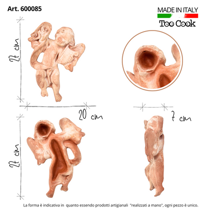 Toocook Angelo Musicista con Arpa in Terracotta 27x20 cm – Scultura Religiosa da Parete, Fatto a Mano in Italia, Arte Sacra per Interni ed Esterni