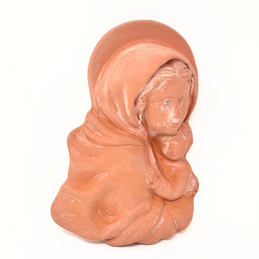 Toocook Madonna con Bambino in Terracotta 25x16 cm – Scultura Religiosa da Parete, Fatto a Mano in Italia, Arte Sacra per Interni ed Esterni