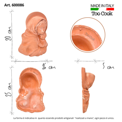 Toocook Madonna con Bambino in Terracotta 25x16 cm – Scultura Religiosa da Parete, Fatto a Mano in Italia, Arte Sacra per Interni ed Esterni