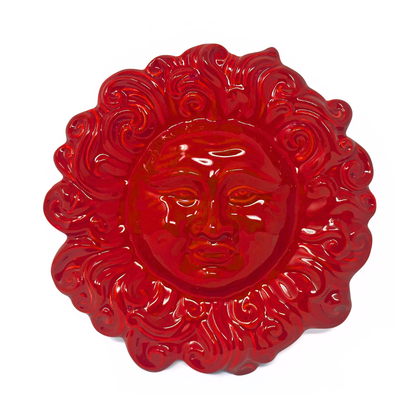 Toocook Sole Ricci in ceramica smaltata da parete - arredo e decorazione casa - Idea Regalo - Realizzato Artigianalmente in Terracotta - Made in Italy - 24 cm (rosso)