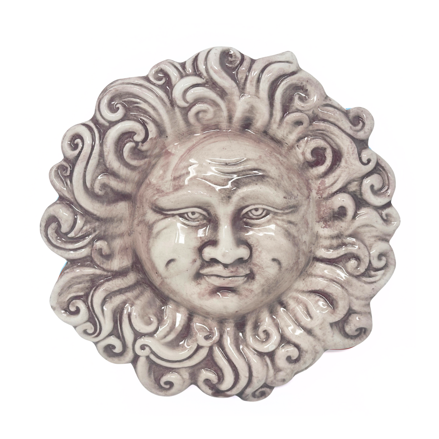 Toocook Sole Ricci in ceramica smaltata da parete - arredo e decorazione casa - Idea Regalo - Realizzato Artigianalmente in Terracotta - Made in Italy - 24 cm (bianco antico)