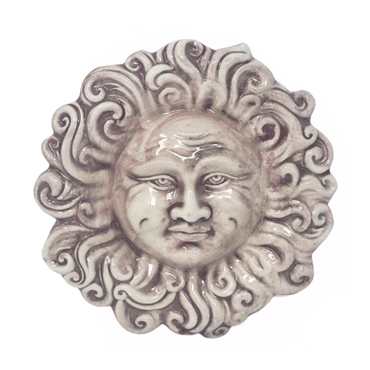 Toocook Sole Ricci in ceramica smaltata da parete - arredo e decorazione casa - Idea Regalo - Realizzato Artigianalmente in Terracotta - Made in Italy - 24 cm (bianco antico)