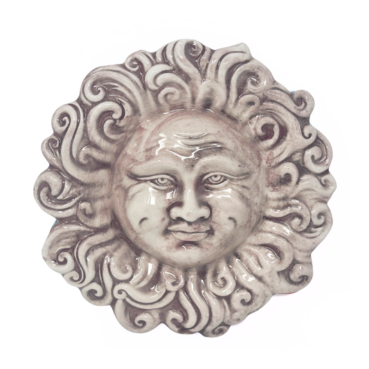 Toocook Sole Ricci in ceramica smaltata da parete - arredo e decorazione casa - Idea Regalo - Realizzato Artigianalmente in Terracotta - Made in Italy - 24 cm (bianco antico)