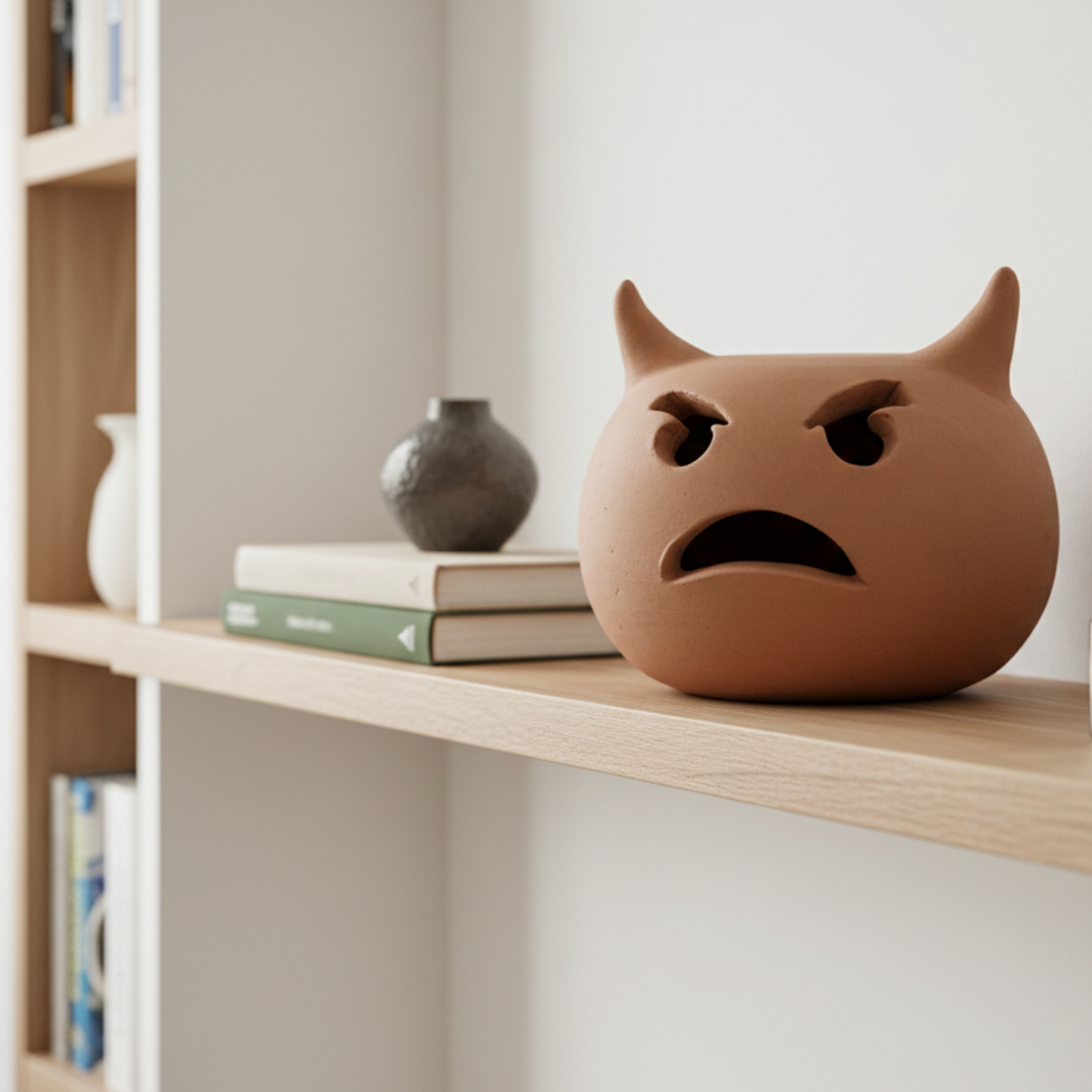 Toocook Lampada Decorativa Emoji Diavoletto – Ceramica Artigianale con Base per Luce LED – Diametro 17 cm