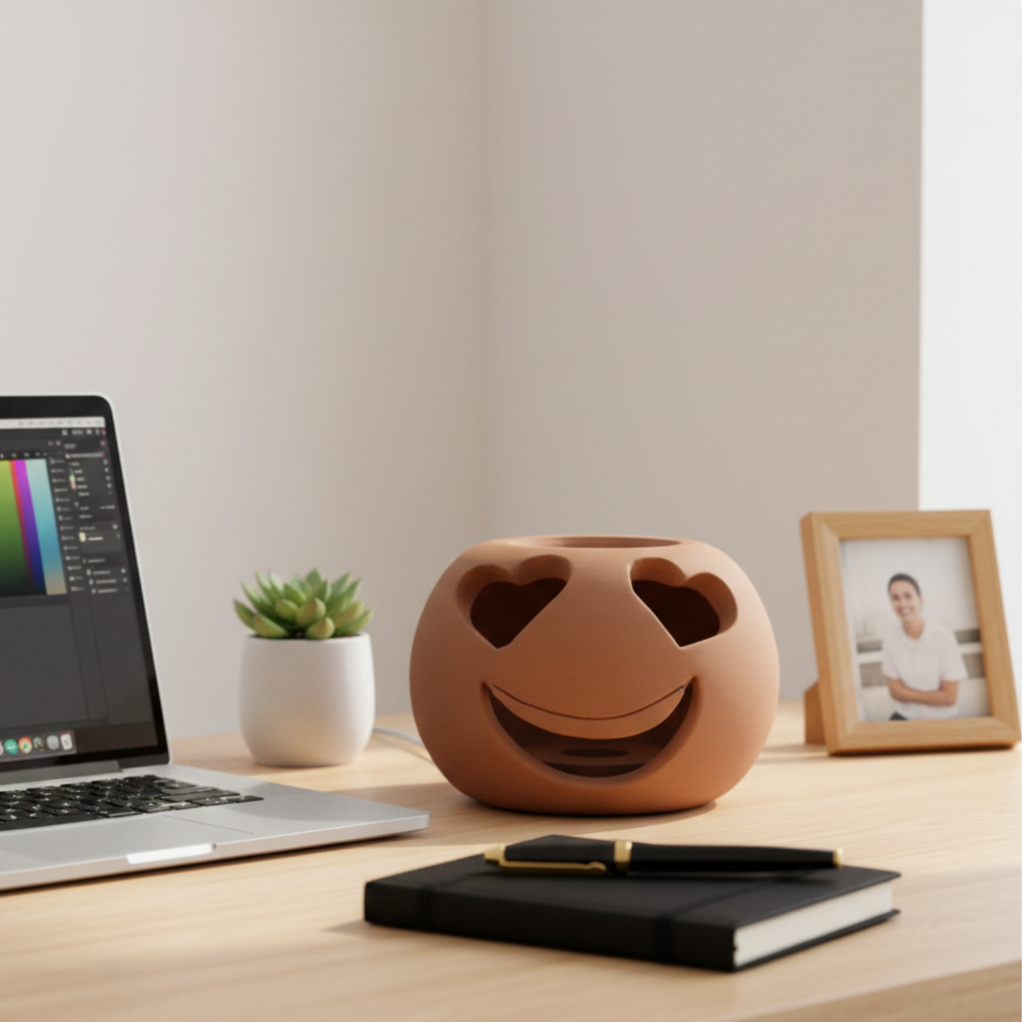 Toocook Lampada Decorativa Emoji Love – Ceramica Artigianale con Base per Luce LED – Diametro 17 cm