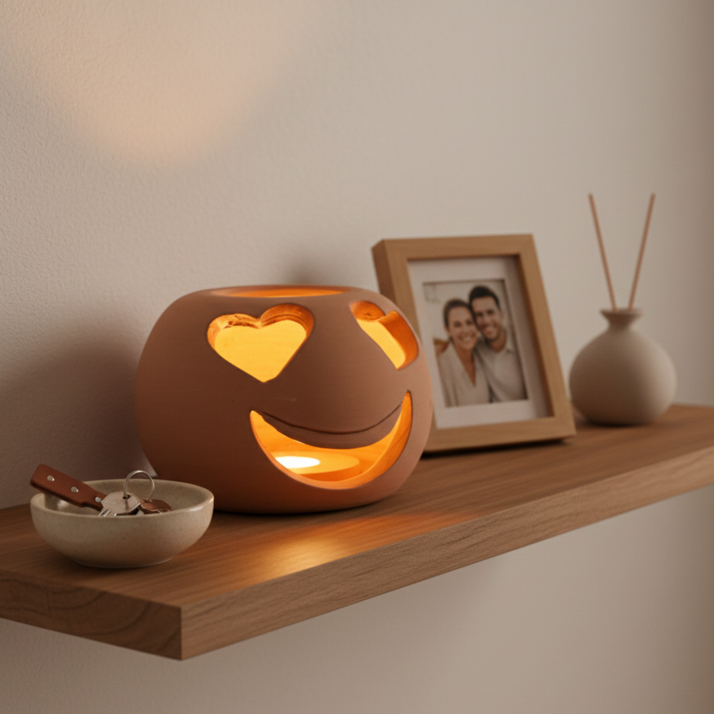 Toocook Lampada Decorativa Emoji Love – Ceramica Artigianale con Base per Luce LED – Diametro 17 cm