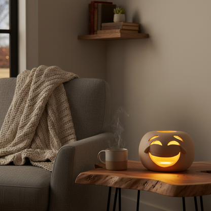 Toocook Lampada Decorativa Emoji Risata – Ceramica Artigianale con Base per Luce LED – Diametro 17 cm