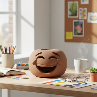 Toocook Lampada Decorativa Emoji Risata – Ceramica Artigianale con Base per Luce LED – Diametro 17 cm