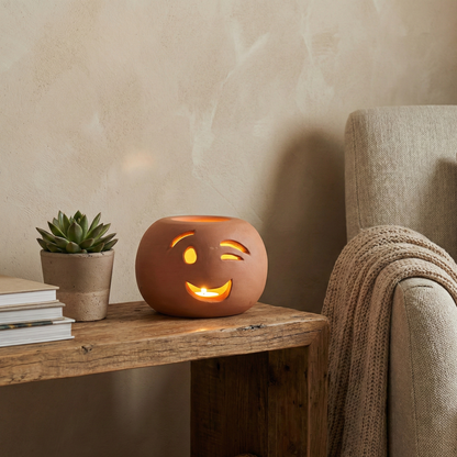 Toocook Lampada Decorativa Emoji Occhiolino – Ceramica Artigianale con Base per Luce LED – Diametro 17 cm