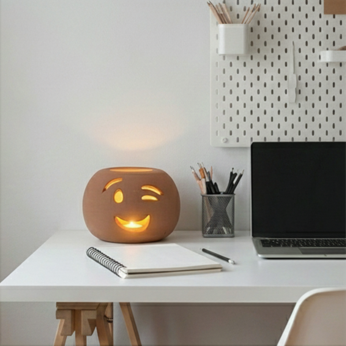 Toocook Lampada Decorativa Emoji Occhiolino – Ceramica Artigianale con Base per Luce LED – Diametro 17 cm