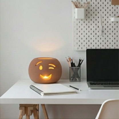 Toocook Lampada Decorativa Emoji Occhiolino – Ceramica Artigianale con Base per Luce LED – Diametro 17 cm