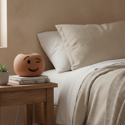 Toocook Lampada Decorativa Emoji Occhiolino – Ceramica Artigianale con Base per Luce LED – Diametro 17 cm