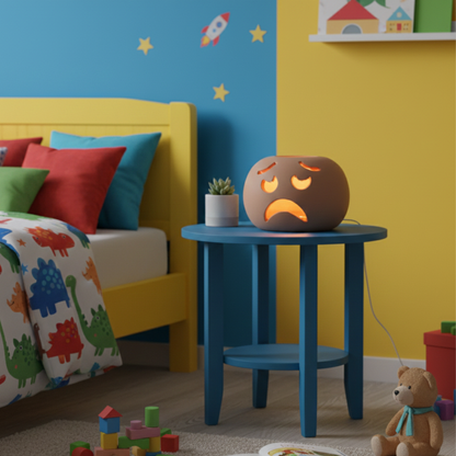 Toocook Lampada Decorativa Emoji Triste – Ceramica Artigianale con Base per Luce LED – Diametro 17 cm