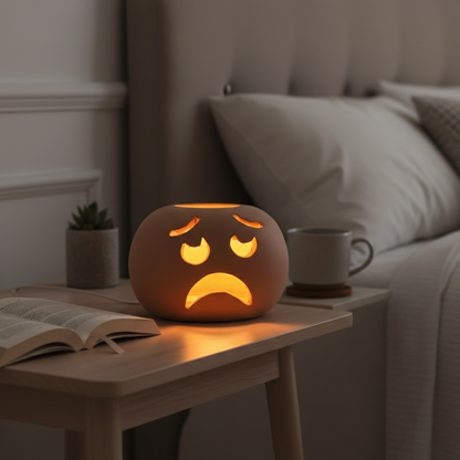 Toocook Lampada Decorativa Emoji Triste – Ceramica Artigianale con Base per Luce LED – Diametro 17 cm