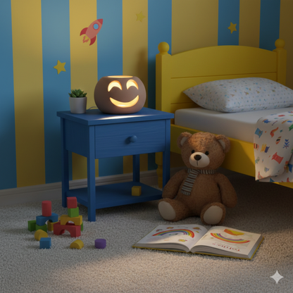 Toocook Lampada Decorativa Emoji Sorriso – Ceramica Artigianale con Base per Luce LED – Diametro 17 cm