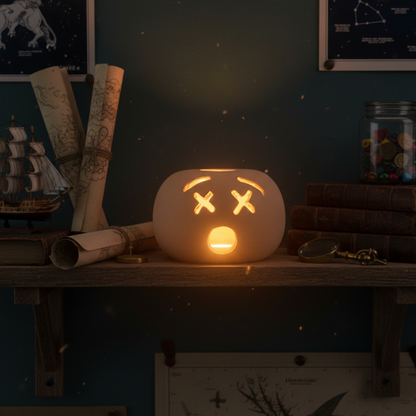 Toocook Lampada Decorativa Emoji Ics – Ceramica Artigianale con Base per Luce LED – Diametro 17 cm