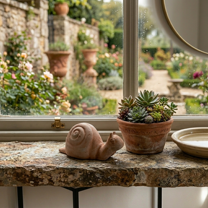 Lumaca in terracotta artigianale per arredo giardino decorazione unica resistente alle intemperie