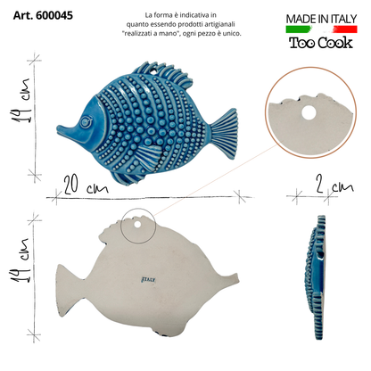 Toocook Pesce in ceramica smaltata Decorazione Murale e Arredo Casa, Realizzato Artigianalmente, Idea Regalo Made in Italy