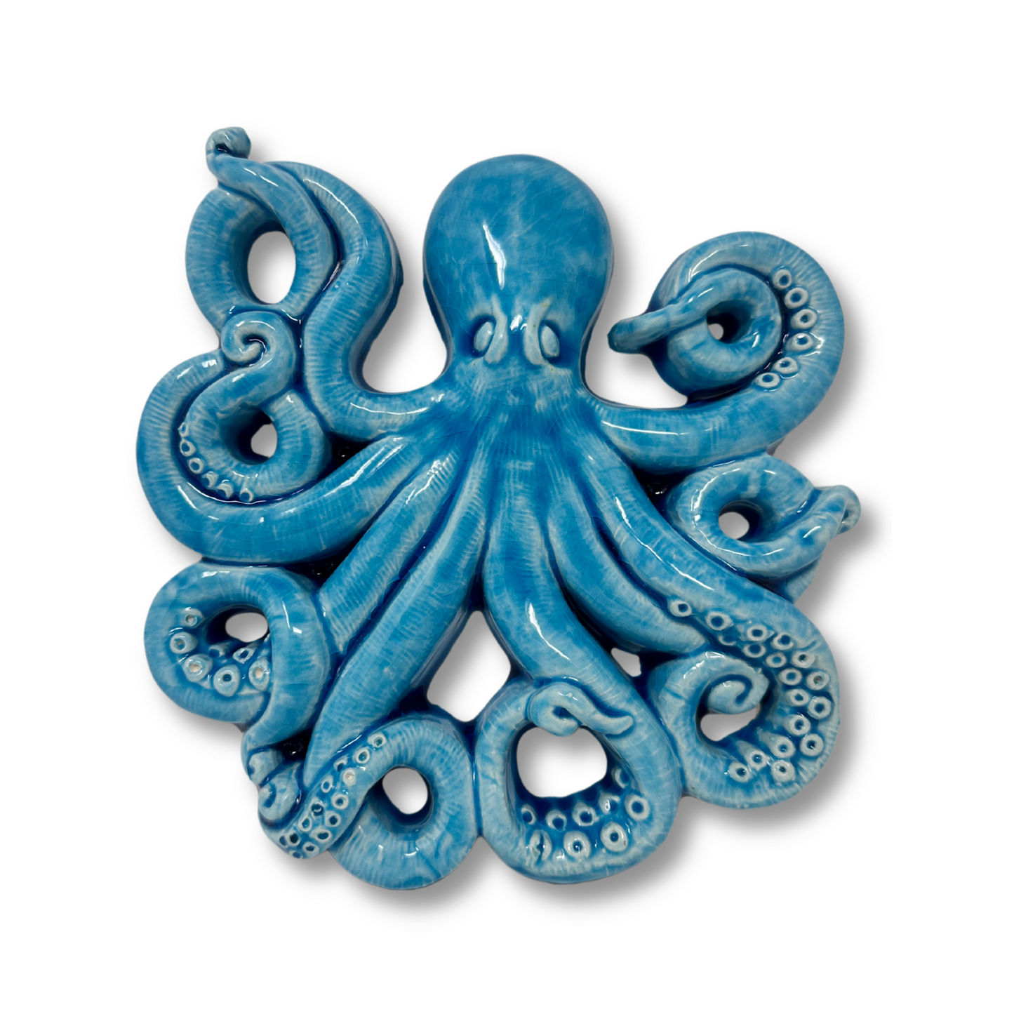 Toocook Glazed Ceramic Octopus for Wall Decoration and Home Furnishings, Handcrafted, Gift Idea Made in Italy 