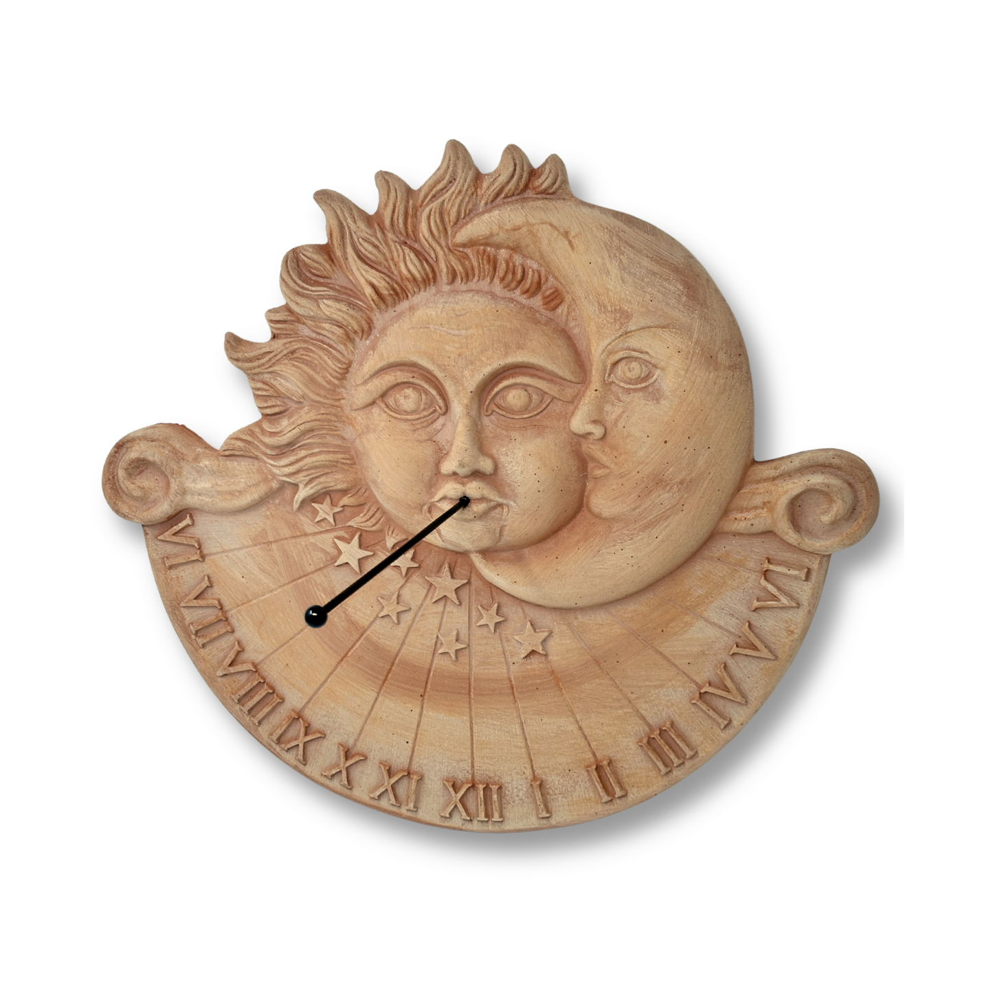 Toocook Meridiana solare Eclissi in terracotta da parete per esterno resistente alle intemperie 47x43x5 cm Orologio Vintage Made in Italy