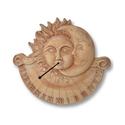 Toocook Solar sundial Eclipse in terracotta wall for outdoor weatherproof 47x43x5 cm Vintage clock Made in Italy 