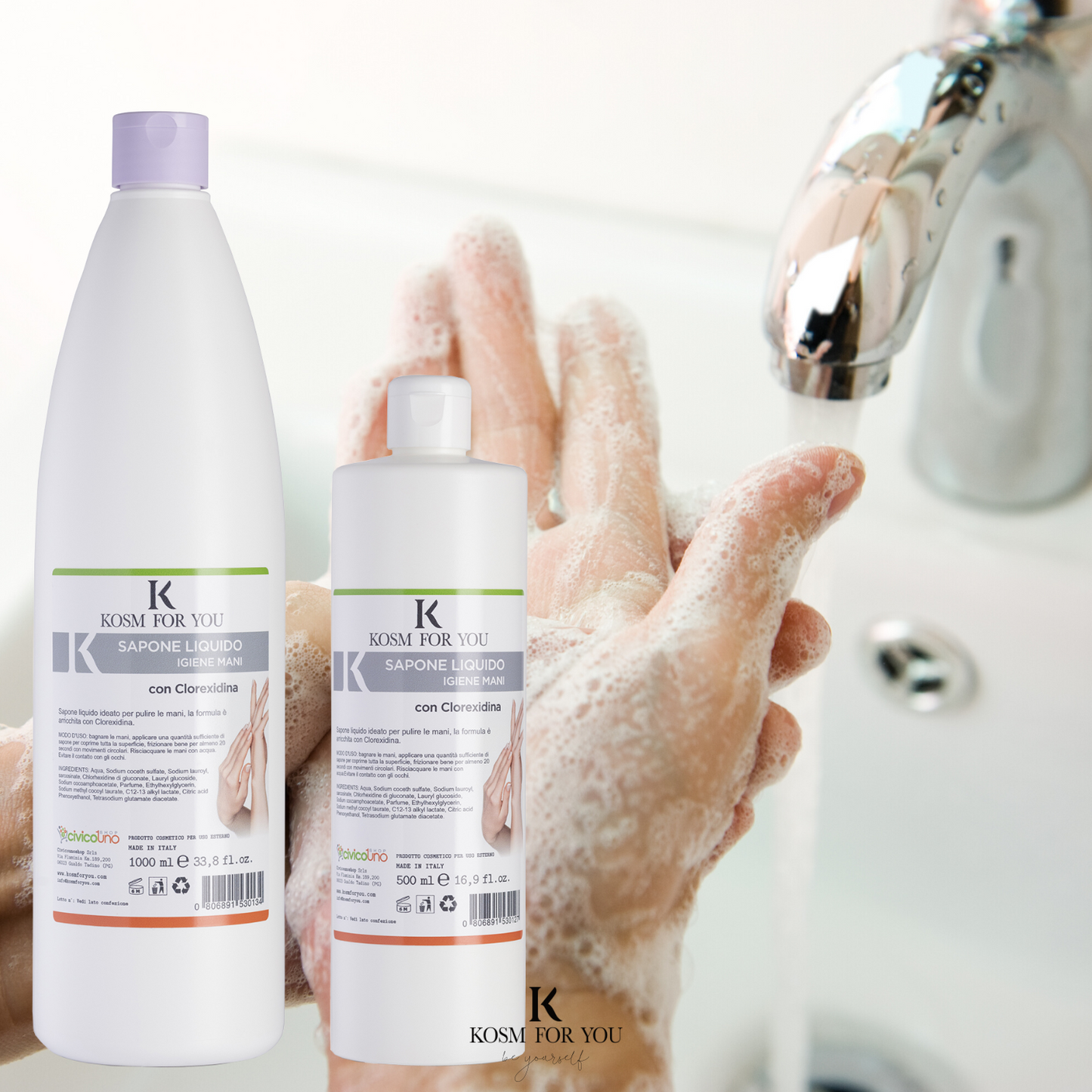 Sapone Liquido Mani con Clorexidina - Pulisce, Deterge e Disinfetta la pelle - Antibatterico