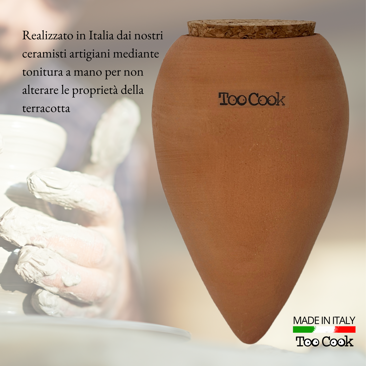 Toocook Olla in Terracotta Artigianale per irrigazione Automatica Ecologica e Naturale per Piante da Interno ed Esterno con autonomia di Circa 7 Giorni - Realizzata a Mano - 250 ml