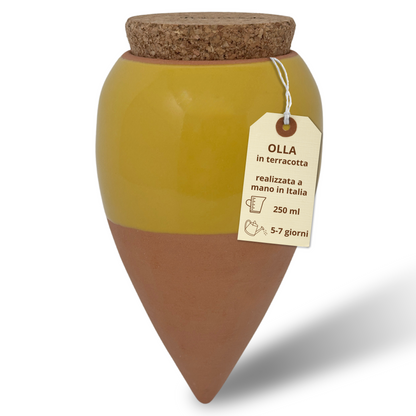 Toocook Olla Gialla in Terracotta Artigianale per irrigazione Automatica Ecologica e Naturale per Piante da Interno ed Esterno con autonomia di Circa 7 Giorni - Realizzata a Mano - 250 ml