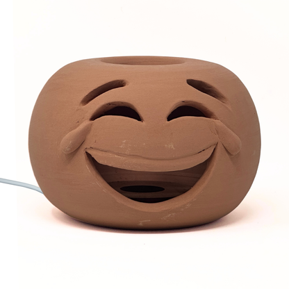 Toocook Lampada Decorativa Emoji Risata – Ceramica Artigianale con Base per Luce LED – Diametro 17 cm