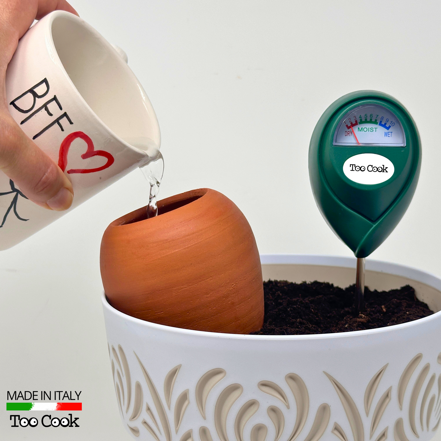 Toocook Olla Gialla in Terracotta Artigianale per irrigazione Automatica Ecologica e Naturale per Piante da Interno ed Esterno con autonomia di Circa 7 Giorni - Realizzata a Mano - 250 ml