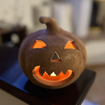 Toocook Zucca di Halloween decorativa in terracotta Made in Italy – Lanterna artigianale per interni ed esterni (Felice)