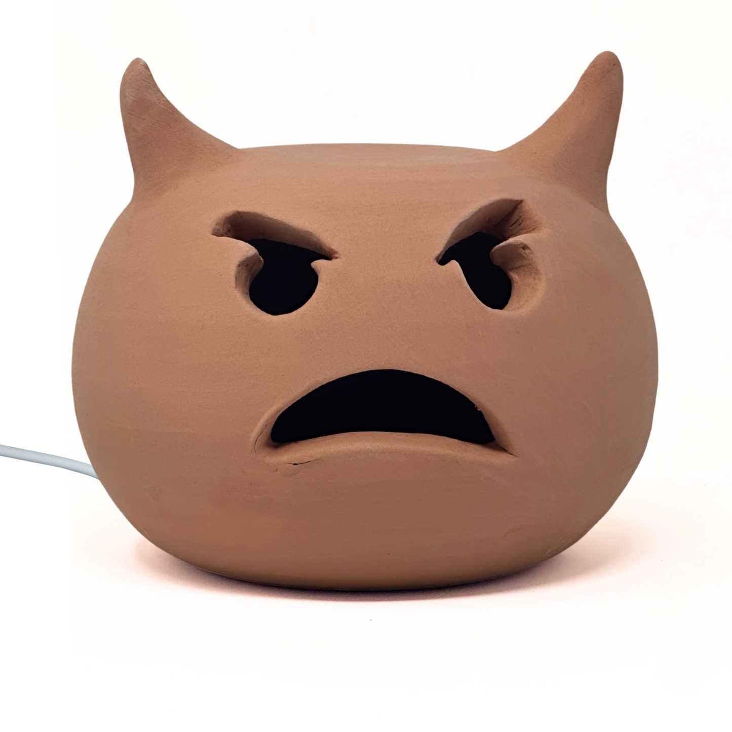 Toocook Lampada Decorativa Emoji Diavoletto – Ceramica Artigianale con Base per Luce LED – Diametro 17 cm