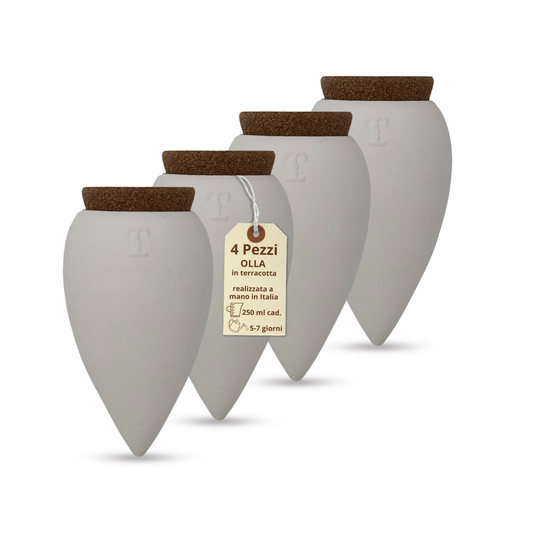 Toocook Olla in Terracotta Artigianale per irrigazione Automatica Ecologica e Naturale per Piante da Interno ed Esterno con autonomia di Circa 7 Giorni - Realizzata a Mano - 250 ml (Bianca 4 pz)