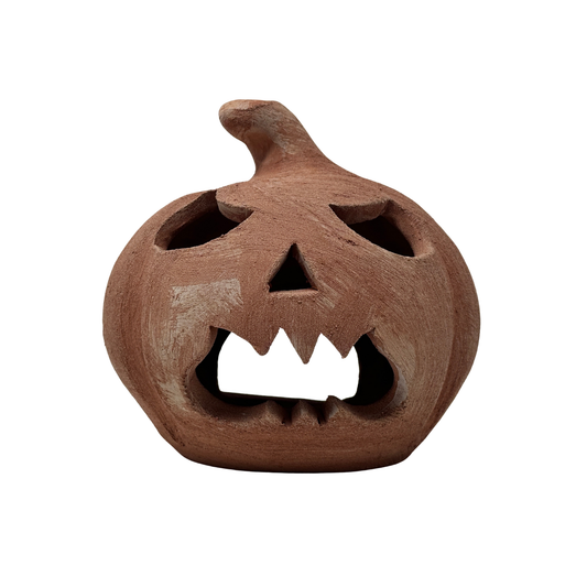 Toocook Zucca di Halloween decorativa in terracotta Made in Italy – Lanterna artigianale per interni ed esterni (Arrabbiata)