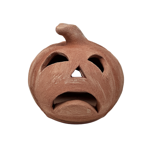 Toocook Zucca di Halloween decorativa in terracotta Made in Italy – Lanterna artigianale per interni ed esterni (Triste)